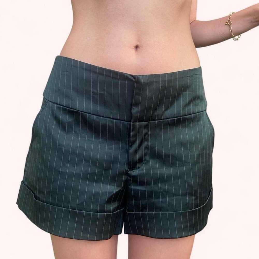 Vintage Y2K Pinstripe Satin Shorts Goth Whimsygoth Office Siren